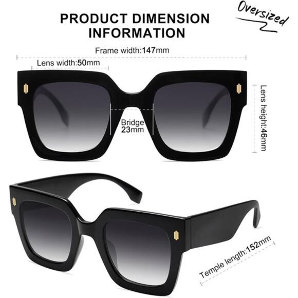 Sojos Oversized Square Sunglasses Women Retro Big Frame UV400 Fashion Shades - Picture 4 of 7